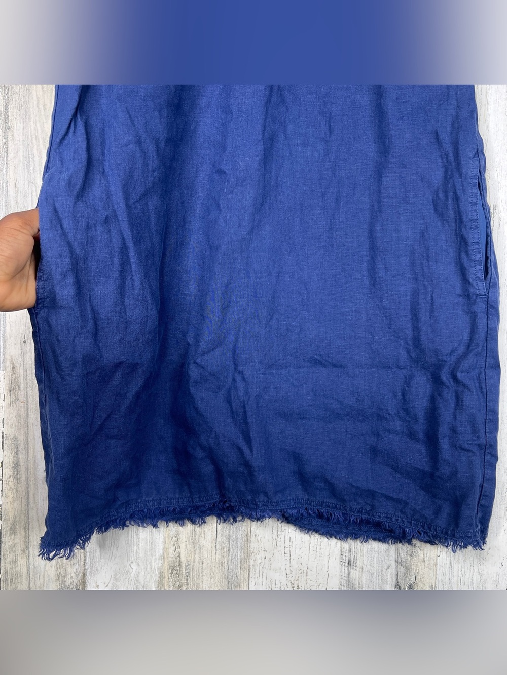 Tommy Bahama Linen Dress Small Blue Sleeveless Pockets Coastal Resort Style - Picture 9 of 12